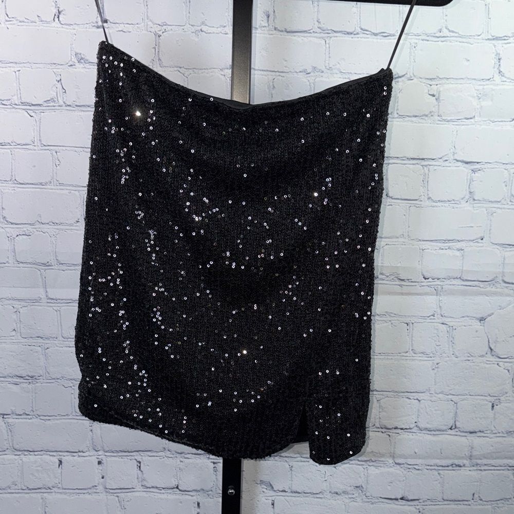 Princess Polly Black Sequin Mini Skirt Sz 4 NWT